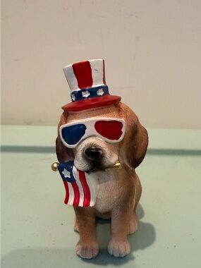 Patriotic Beagle Figurine – Red White Blue Sunglasses- NWT